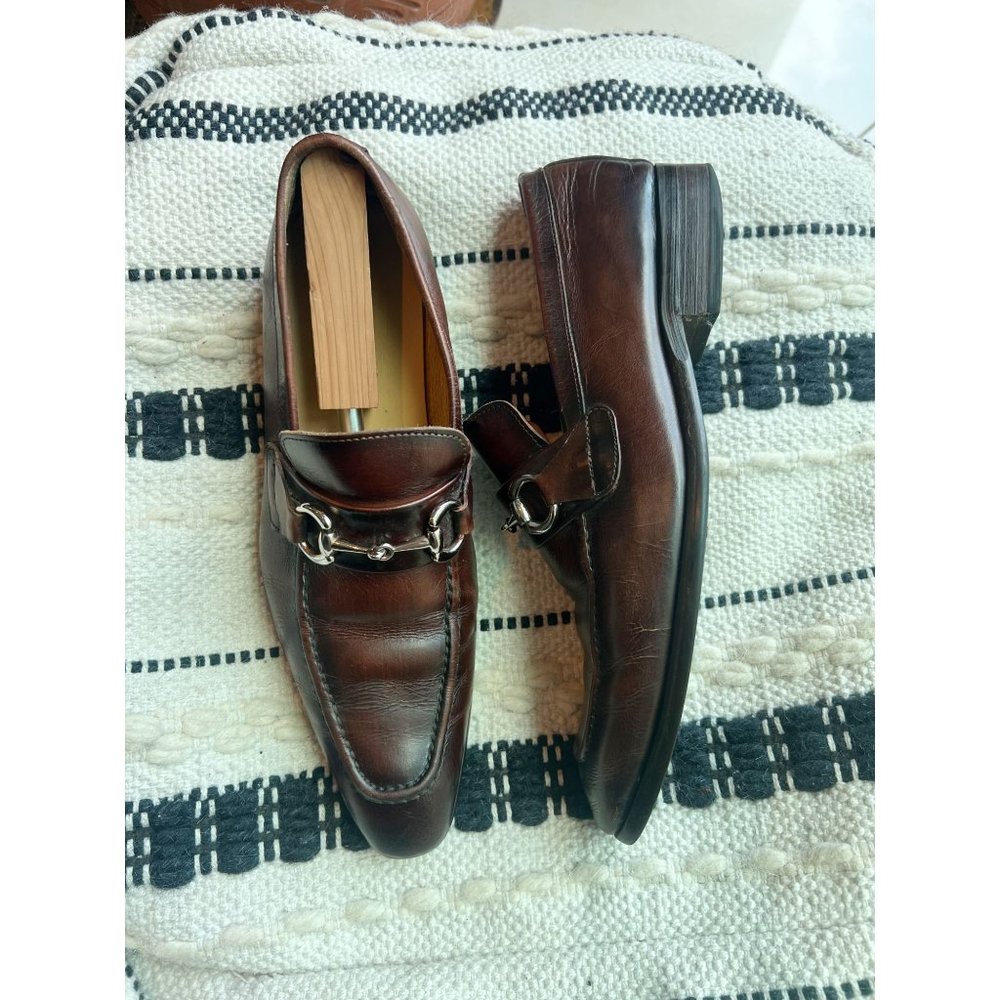 MAISON FORTE Seville Leather Horsebit Apron Toe Loafer Sz 9 Mahogany